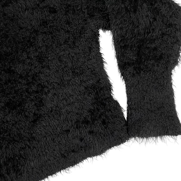 Free People Icing Pullover Fuzzy V-Neck Sweater Black Medium - Picture 9 of 16